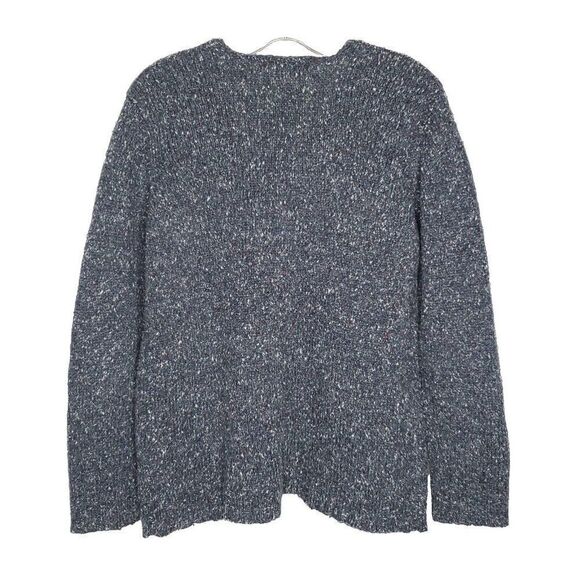 Womens Tweed Knit Cardigan Sweater PXL Slate Blue Red Fleck V Neck Preppy - Picture 2 of 5